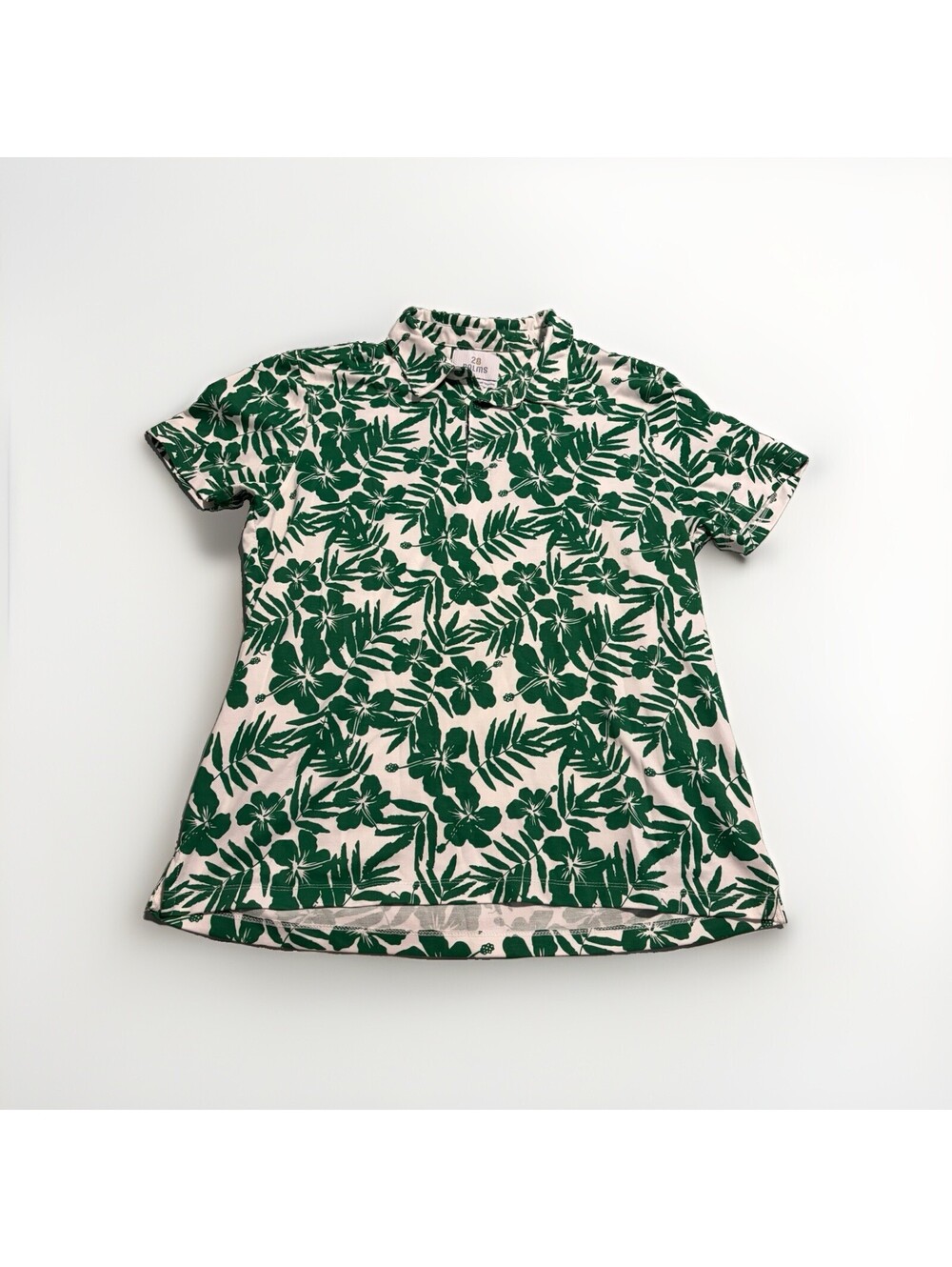 28 Palms Men's XL Green Floral Hawaiian Short Sleeve Polo Standard Fit